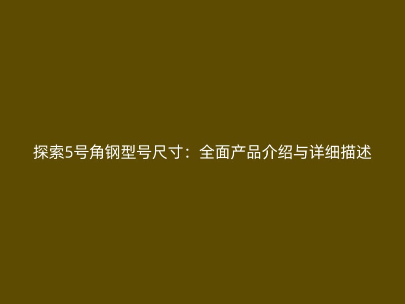 探索5號(hào)角鋼型號(hào)尺寸：全面產(chǎn)品介紹與詳細(xì)描述