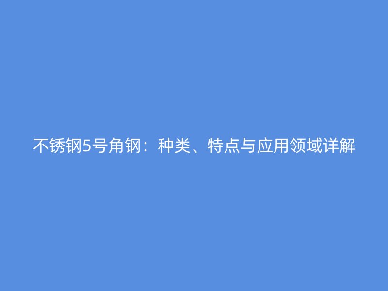 不銹鋼5號角鋼：種類、特點與應(yīng)用領(lǐng)域詳解