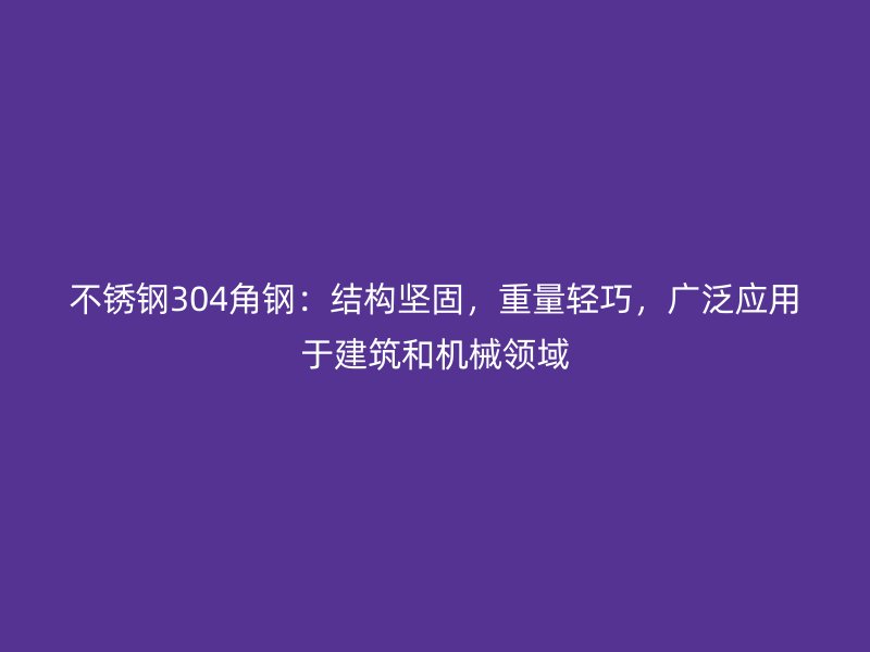 不銹鋼304角鋼：結(jié)構(gòu)堅(jiān)固，重量輕巧，廣泛應(yīng)用于建筑和機(jī)械領(lǐng)域