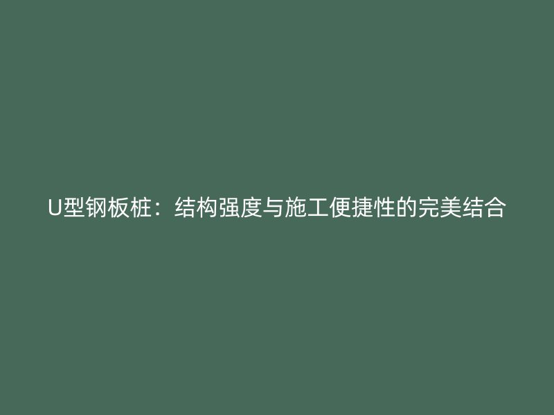 U型鋼板樁：結(jié)構(gòu)強度與施工便捷性的完美結(jié)合
