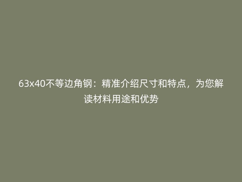 63x40不等邊角鋼：精準(zhǔn)介紹尺寸和特點，為您解讀材料用途和優(yōu)勢